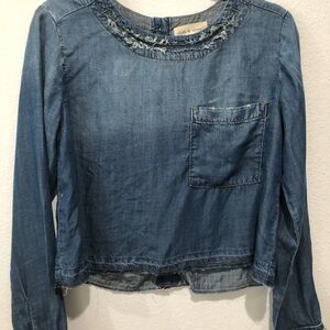 Cloth & Stone Frayed Denim Top